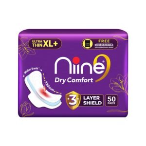 NIINE Dry Comfort Ultra Thin XL+ Sanitary Napkins for Heavy Flow (Pack of 1)50 Pads|320mm Long| Suitable for Heavy Flow|Faster Absorption |Prevents Wetness & Leakage Free Biodegradable disposable bags