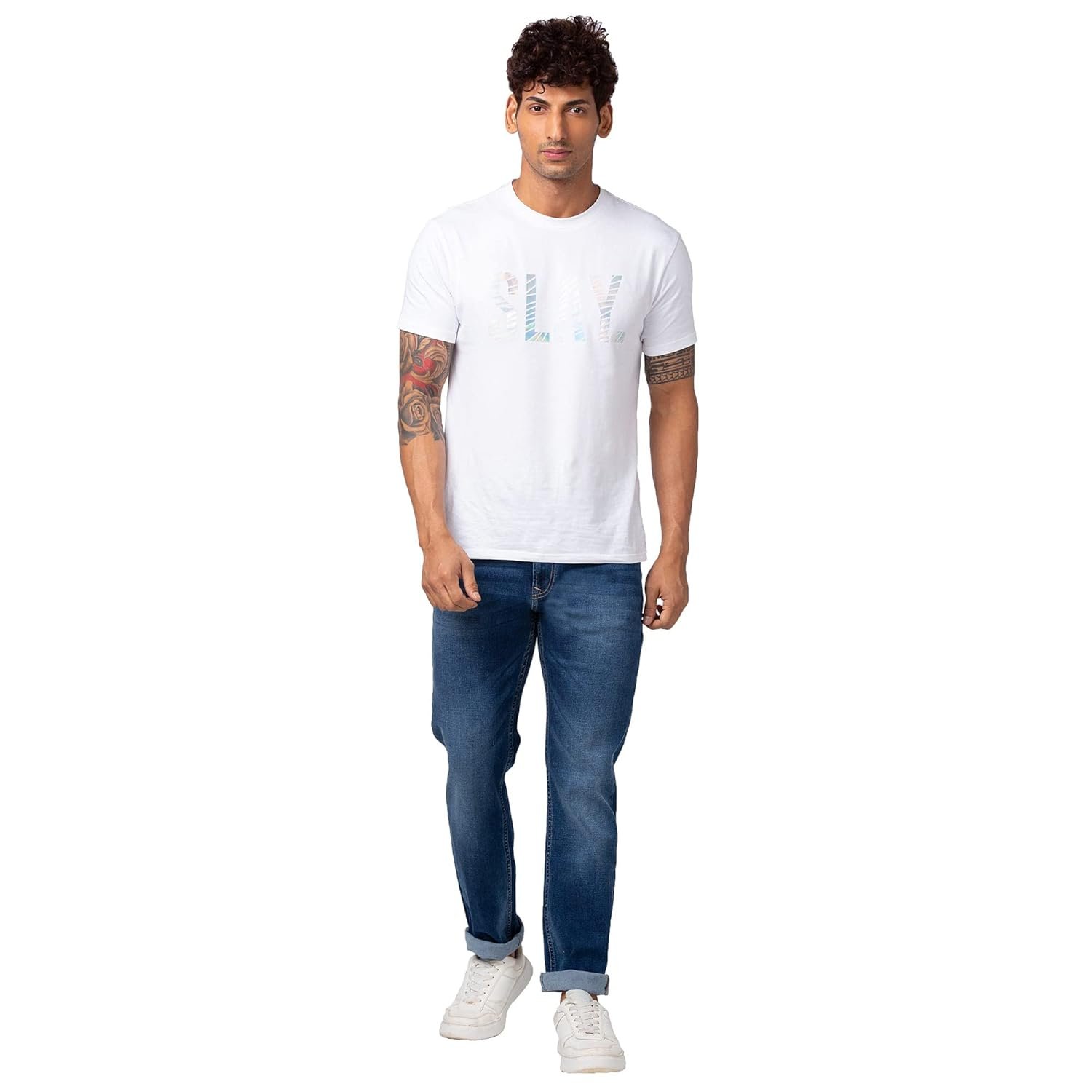 Spykar Men Mid Blue Cotton Stretch Comfort Fit Straight Length Jeans (Ricardo) - Image 2