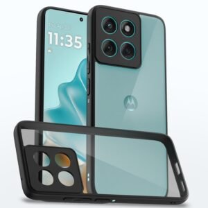 Pikkme Back Cover for Motorola Moto Edge 60 5G / Motorola Moto Edge 60 Fusion 5G | Shockproof Sleek Hybrid Armor Bumper Case (Black)