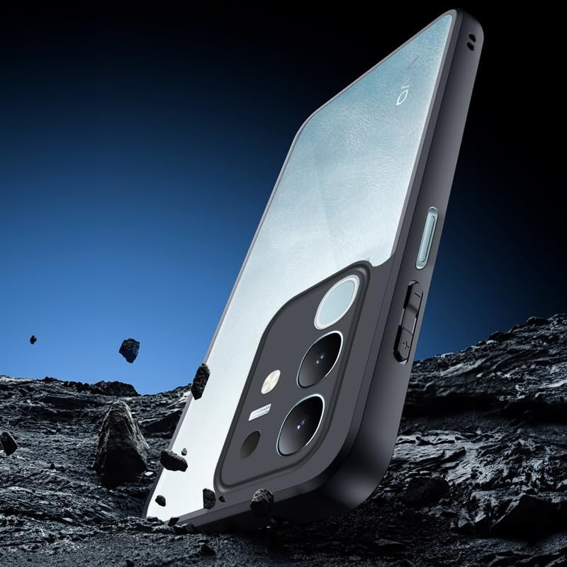 Mr. Case Back Cover for Vivo T4x 5G| Shockproof Transparent Hard Back with Black Bumper | 360° Protection | PC & TPU Durable Case | Anti-Slip Grip & Camera Protection - Black - Image 7