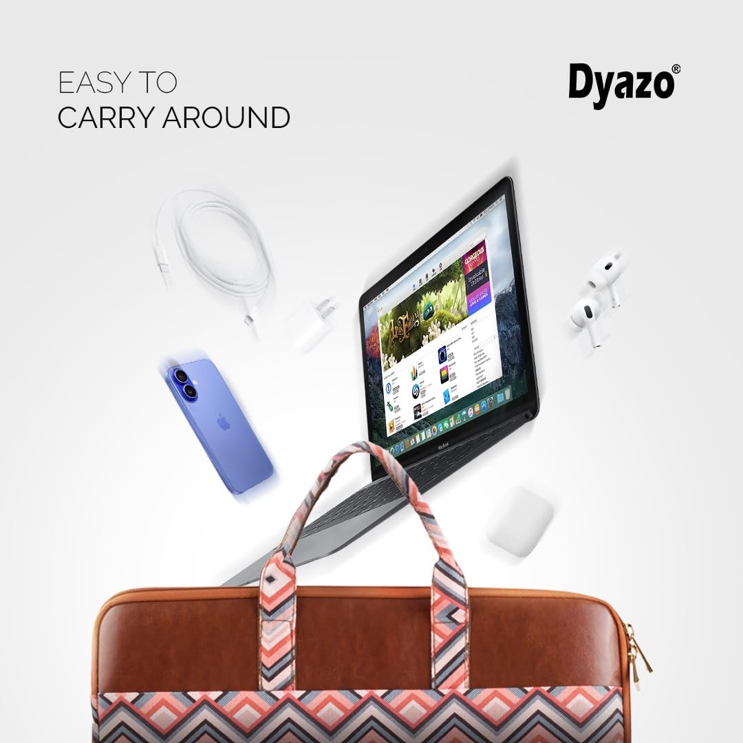 Dyazo Laptop Sleeve Bag | Jute & Vegan Leather Handcrafted | Office Handbag with Zipper | 15 inch to 15.6 inch for Woman | Compatible for Dell, HP, MacBook, Lenovo, Asus, Acer and Other Notebook - Image 4