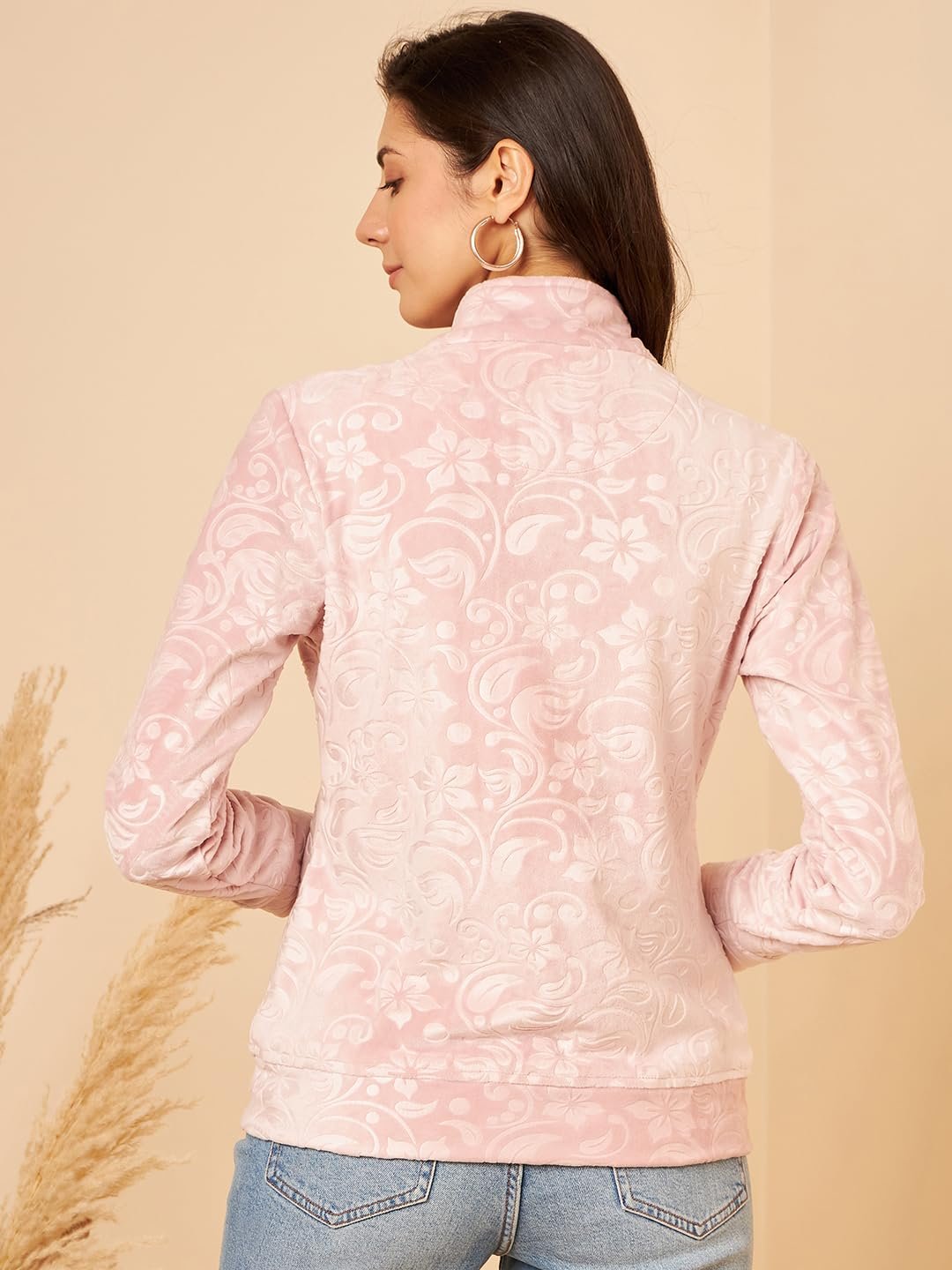 Modeve Floral Printed Stand Collar Lightweight Tailored Jacket - Image 4