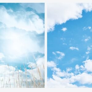 1 Sheet 2 in 1 3D Flat Lay Tabletop Double-Sided Photography Backdrop Photo Studio Flatlay Background PVC Wrinkle-Free for Small Product Shoot (Clouds & Sunshine)