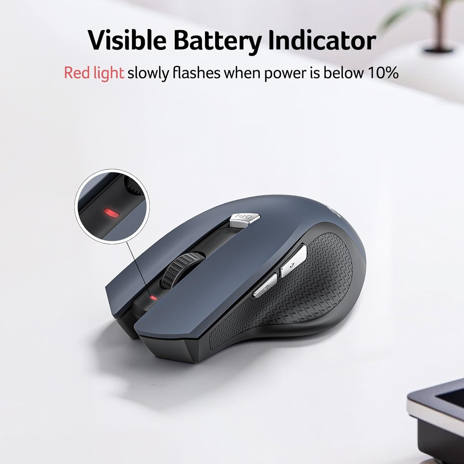 acer Wireless Mouse for Laptops, 6 Buttons, 1600 DPI Adjustable, Optical Tracked, Large Ergonomic Mouse Wireless with 2.4GHz USB Receiver, Compatible with Computer, PC, Desktop, Windows - Image 5