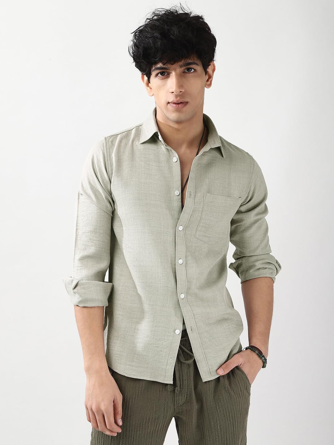 Urbano Fashion Men's Linen Blend Full Sleeve Relaxed Fit Casual Solid Shirt - Image 2