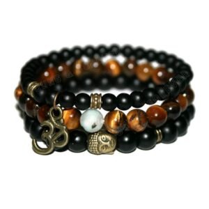 Young & Forever Gift D’vine Natural Gemstones Reiki Crystal Semi Precious Crystal Beads Combo Layered Bracelets for Men and Women