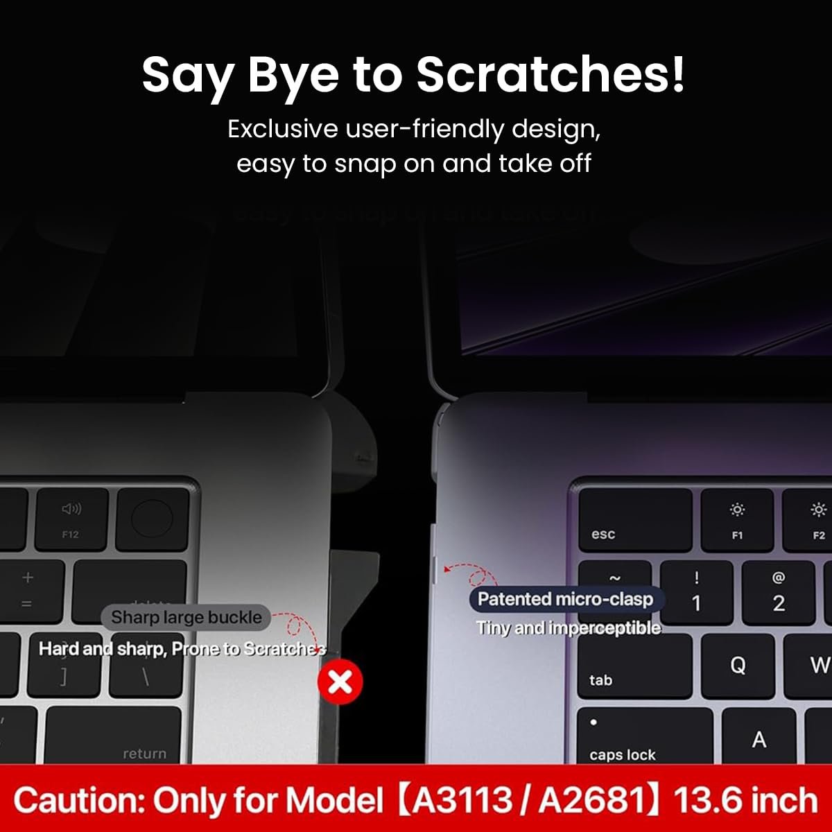 HASTHIP ® 13.6 Inch Laptop Soft Shell Case Cover for New MacBook Air M4 A3240 M3 A3113 M2 A2681 Mac Book Air 13.6 Inch Flexible Cover for Apple 2025 2024 2022 Release Matte Anti-Fingerprint, Grey - Image 6