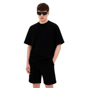 CROSSED Men’s Cotton Oversized Fit T-Shirt Premium 100% Cotton Tshirt Black