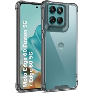 TheGiftKart Shockproof Crystal Clear Back Cover Case for Motorola Moto Edge 60 Fusion 5G / Moto Edge 60 5G | 360° Protection | Hard Clear Back Cover Case (PC & TPU, Smoked Bumper)