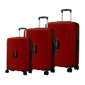 Maleta Tranquil Set of 3 | Small + Medium + Large Size | Premium Luggage, TSA Lock | Trolley Bags for Travel | Suitcase for Travel (Red, Set of 3 (Small-Medium-Large))