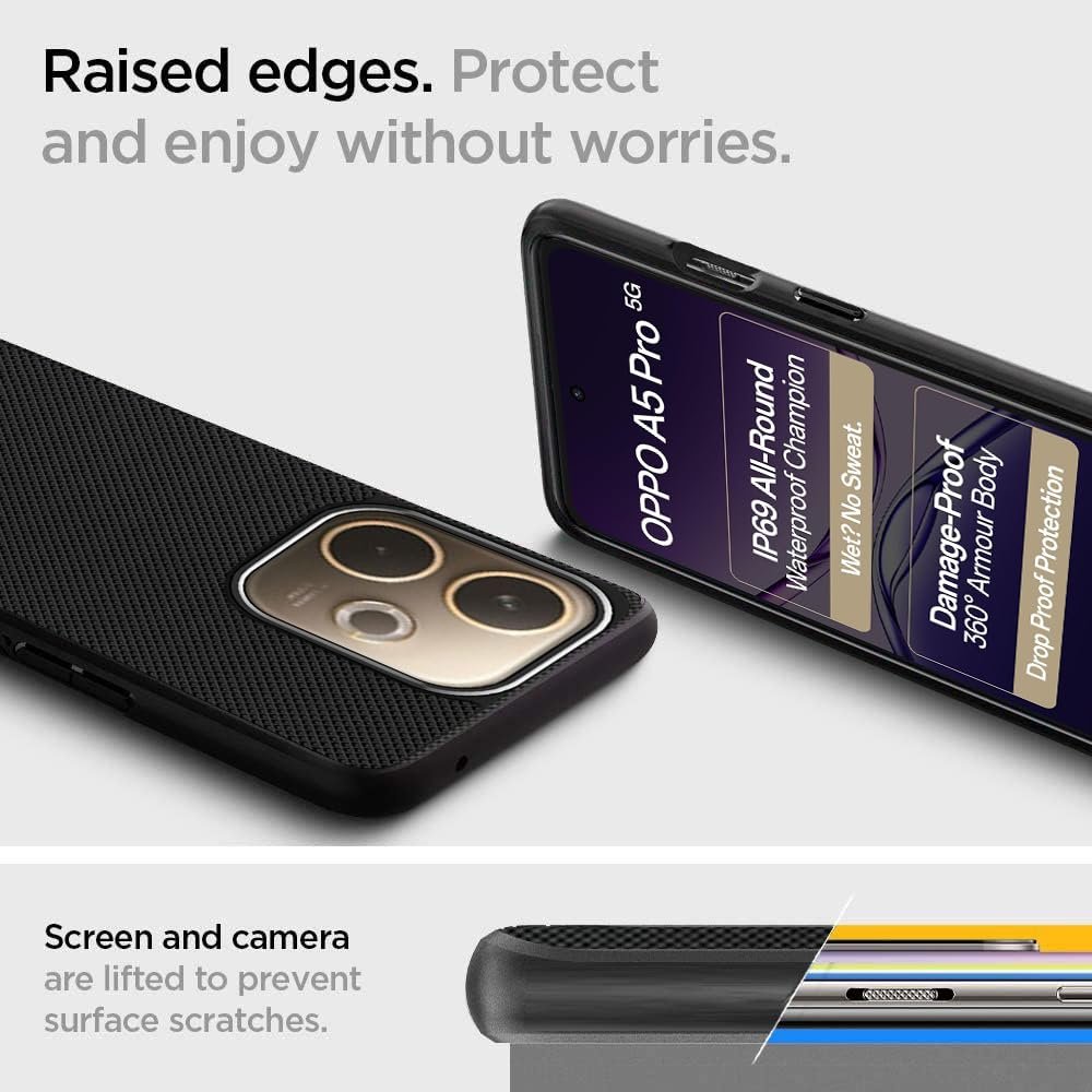 SHINESTAR Soft Silicone Back Case for Oppo A5 Pro 5G | Shockproof Air Dotted Design | Anti-Fingerprint Matte Texture | Full Camera & Corner Protection - Black - Image 6