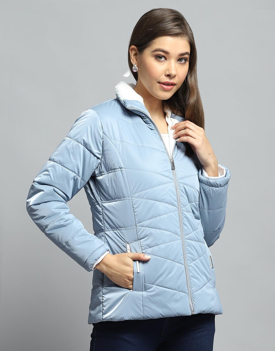 Monte Carlo Women's Polyester Blend Regular Solid Collar Neck Full Sleeve Jacket - Image 4