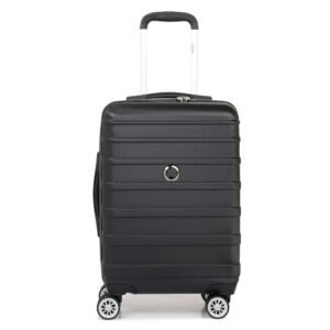 DELSEY PARIS Margot 68 cms Medium Check-in Polycarbonate Hard Sided 8 Wheels and Expandable Spinner Suitcase/Trolley Bag for Travel with TSA Lock- Black