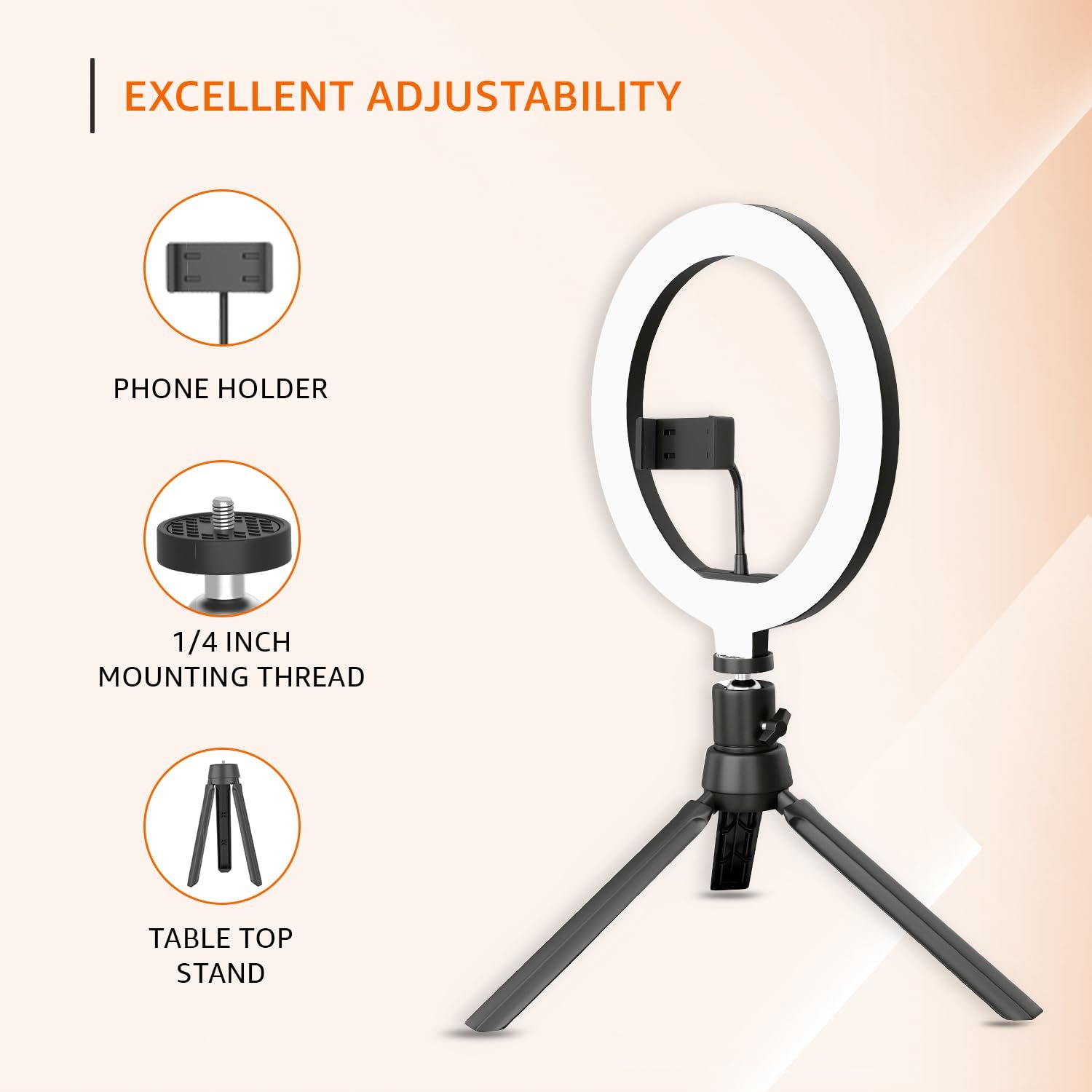 Amazon Basics 12-inch Professional LED Ring Light with Tripod Stand | 3 Color Temperature Modes | 10 Brightness Settings | Suitable for Photoshoot, Makeup, Videography - Image 2