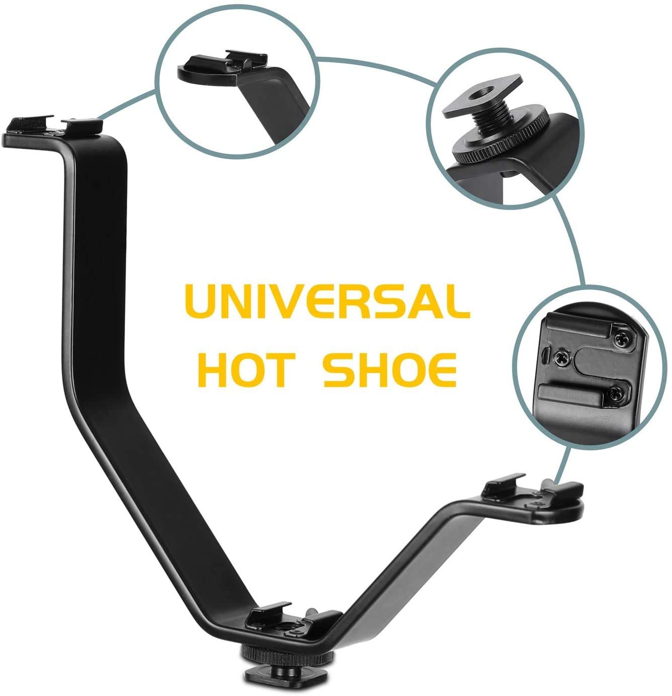 SHOPEE V-Shape Triple Universal Tri hot Shoe Adapter Bracket, Camera Photography Accessories, Can be Used for Flash, Microphone, Camera, LED Video Light - Image 4