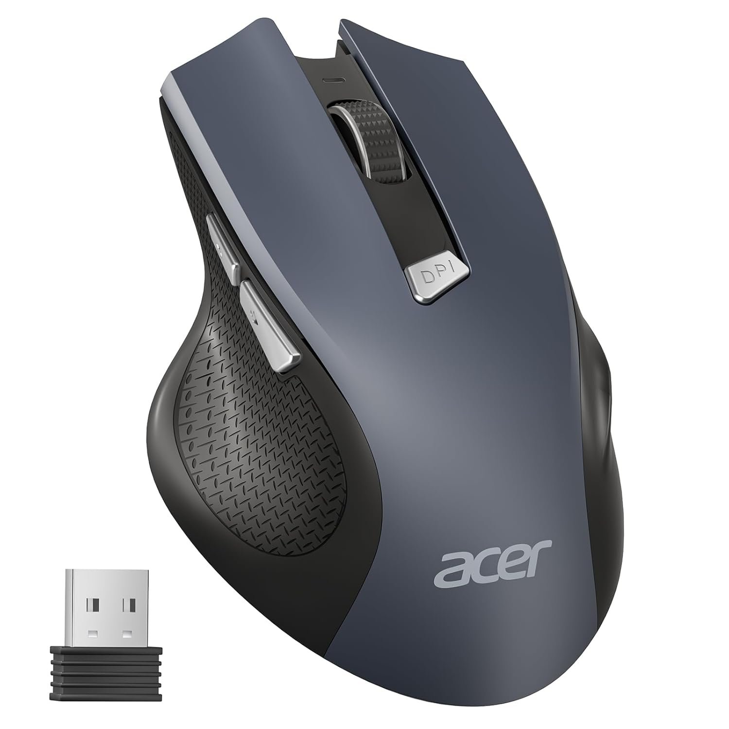 acer Wireless Mouse for Laptops, 6 Buttons, 1600 DPI Adjustable, Optical Tracked, Large Ergonomic Mouse Wireless with 2.4GHz USB Receiver, Compatible with Computer, PC, Desktop, Windows