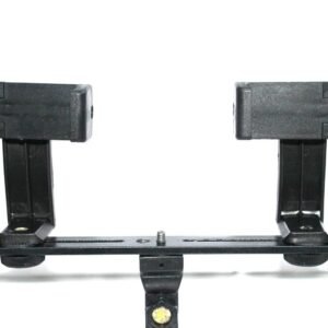 SHOPEE Dual 360 Degree Mobile Clip Clipper Vertical Bracket Tripod Mount Adapter with Twin 1/4″ Screw and Holder for 2 Cameras Compatible for Photography, Studio, LED Light, Stand, Tripod, DSLR