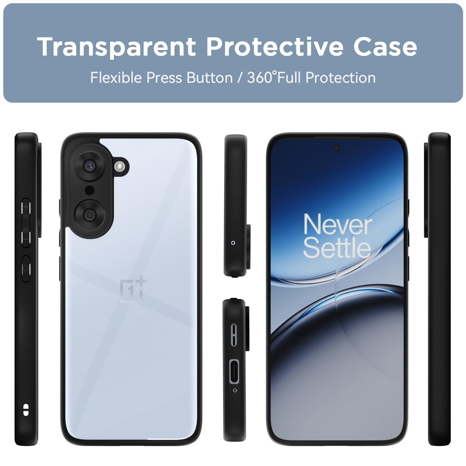 Pikkme Back Cover Compatible with OnePlus Nord Ce 5 5G Shockproof Sleek Hybrid Armor Bumper Case(Black) - Image 3
