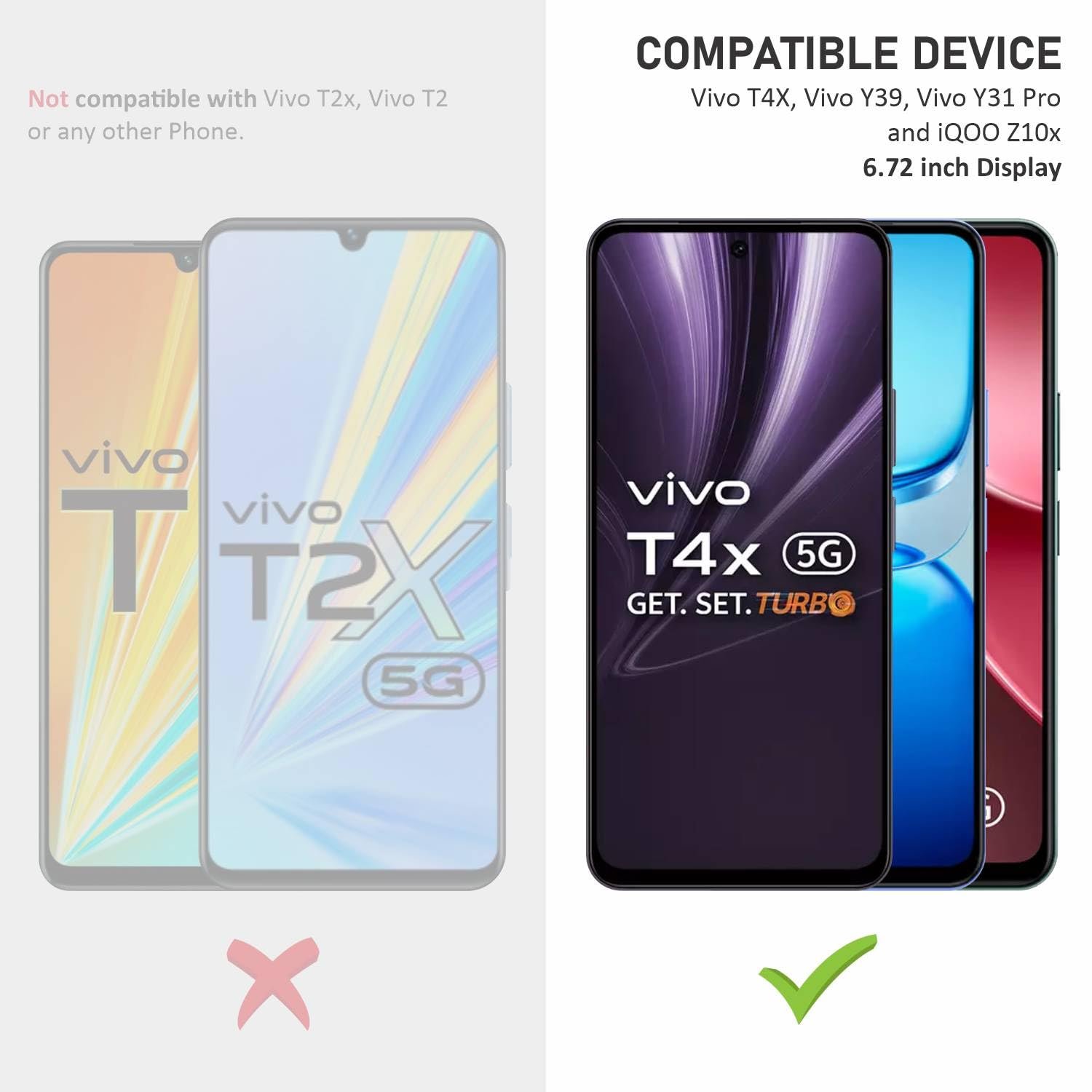 SupCares Military-Grade Gorilla Tempered Glass Screen Protector for Vivo T4X, Vivo Y31 Pro, Vivo Y39, and iQOO Z10X (6.72 Inch) With Installation Kit | Edge to Edge Coverage | Black - Image 2