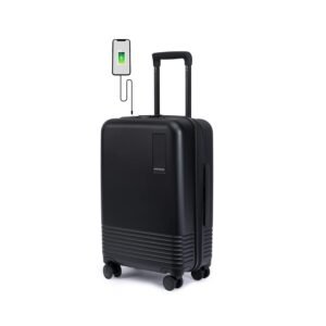 MOKOBARA Iconic Range The Cabin Luggage 58cms German Makrolon Poly-Carbonate Hard Sided 8 Hinomoto Wheels Small Trolley for Travelling- Crypto (Black)