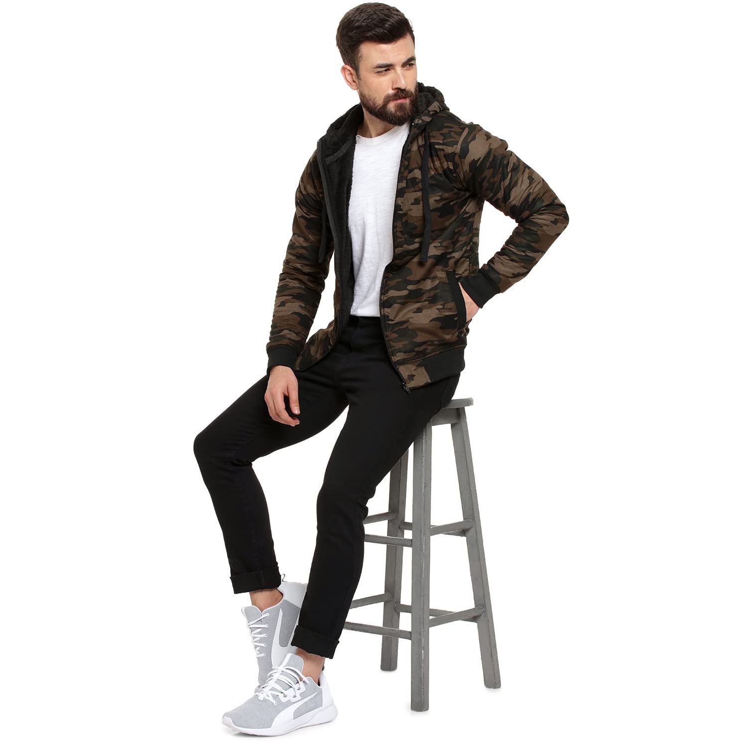 Campus Sutra Mens Cotton Blend Standard Length Jacket - Image 3