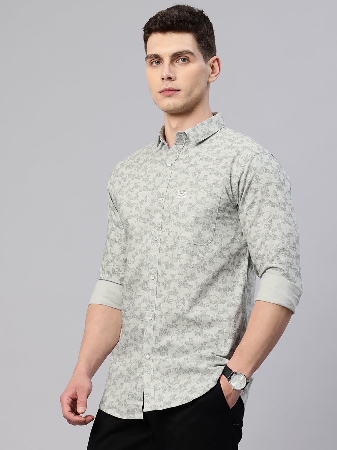 Majestic Man Custom Abstract Printed Pure Cotton Slim Fit Casual Shirt - Image 3