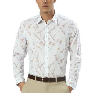 Louis Philippe Men’s Printed Slim Fit Giza Cotton Formal Shirt