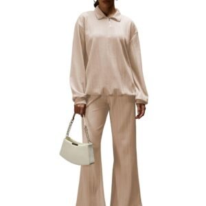 GRECIILOOKS Co-ord Set for Women Stylish | Warm Zip Up T-Shirt & Pant Set | Winter Cord Set for Women | Winter Casual Travel & Loungewear Outfit