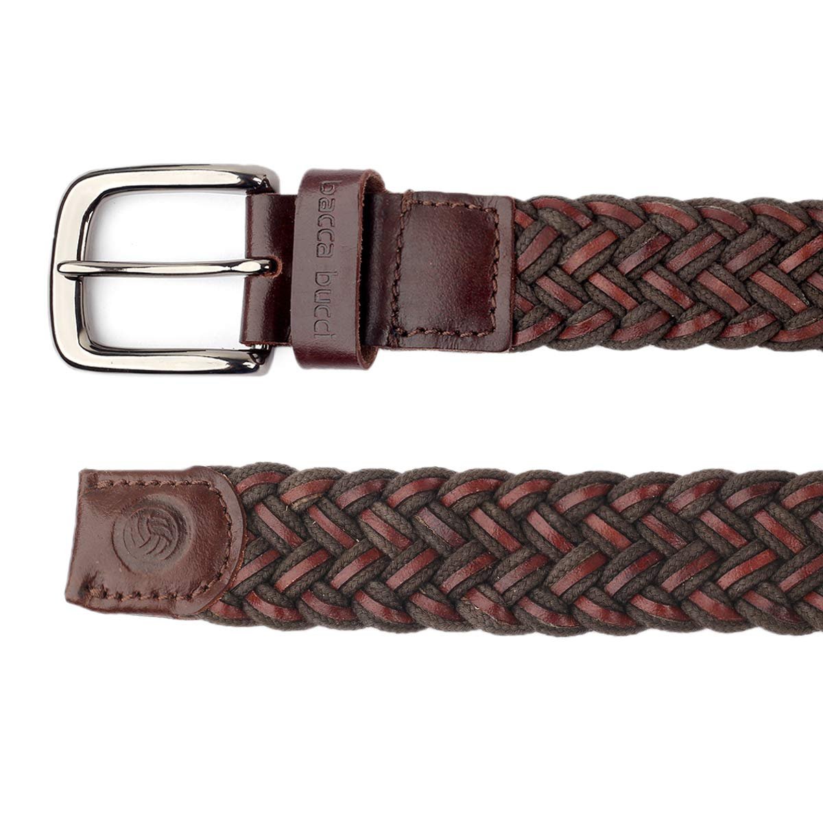 Bacca Bucci Italian Woven leather and Cotton Elastic braided belt for men with Alloy buckle - Image 8