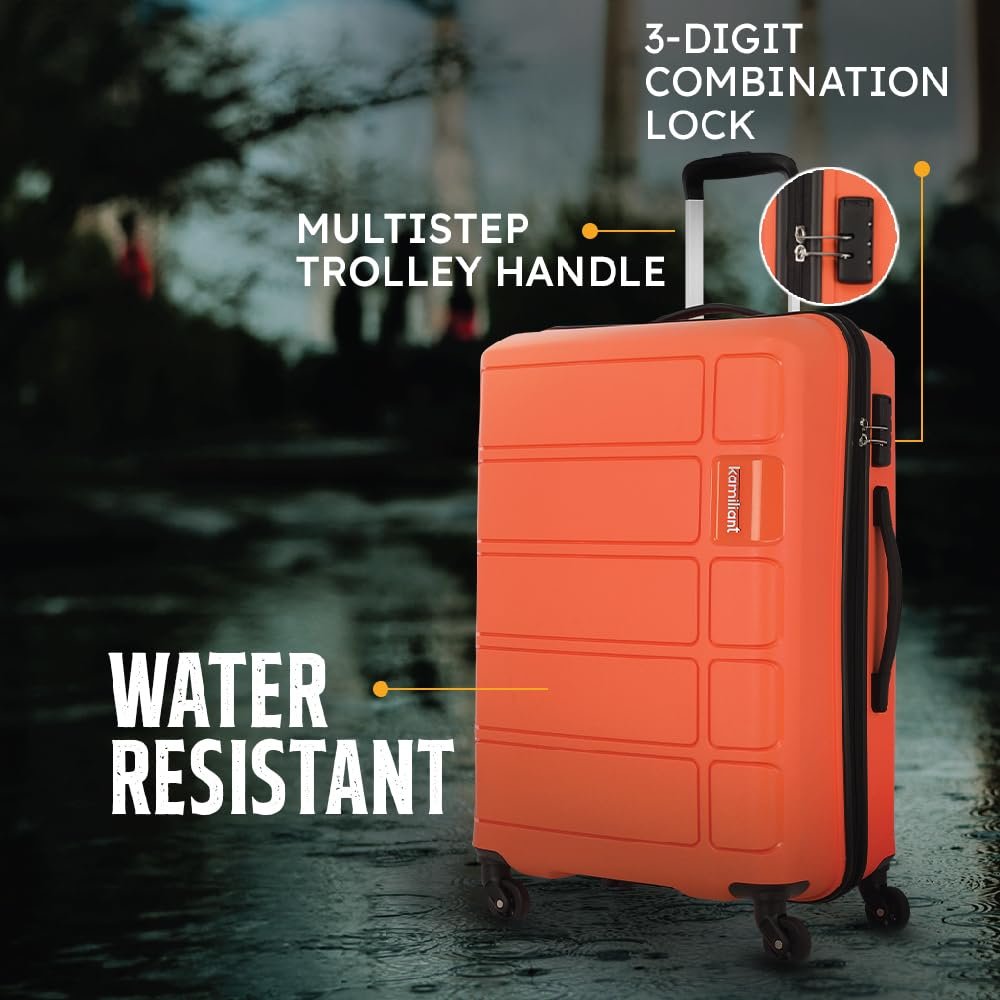 Kamiliant American Tourister Cabin Harrier 56 Cms Small Polypropylene Hard Sided 4 Wheeler Spinner Wheels Carry-On Luggage (Carrot-Orange) - Image 3