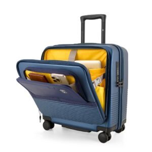 EUME Overnighter Pro Luggage Trolley for Travel 18 inch, Cabin Bag | Trolley Bag Small for Luggage | with Laptop Sleeve | 100% German Bayer Polycarbonate – Tropical Blue