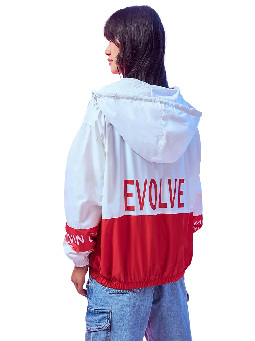 Bewakoof Women's Nylon Super Loose Fit Hooded Windcheater Jacket | Bewakoof Air 1.0 | Jacket for Women Winter Wear