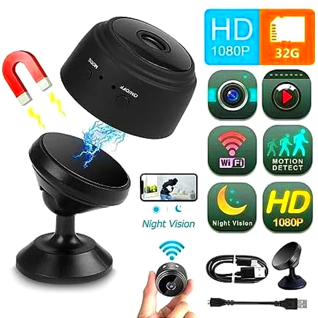 SUR WiFi Spy Camera Hidden for Home Outdoor High HD Focus Spy Magnet Mini Live Stream Night Vision IP Wireless 1080P Audio Video Hidden Indoor Nanny Camera for Home Offices Security Multicolor. - Image 5