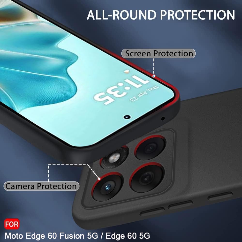 TheGiftKart Sleek Back Cover Case for Motorola Moto Edge 60 Fusion 5G / Edge 60 5G | Slim Fit Protective Design | Ultra Matte Finish | Camera Protection Bump | Soft Back Cover Case (Silicone, Black) - Image 3
