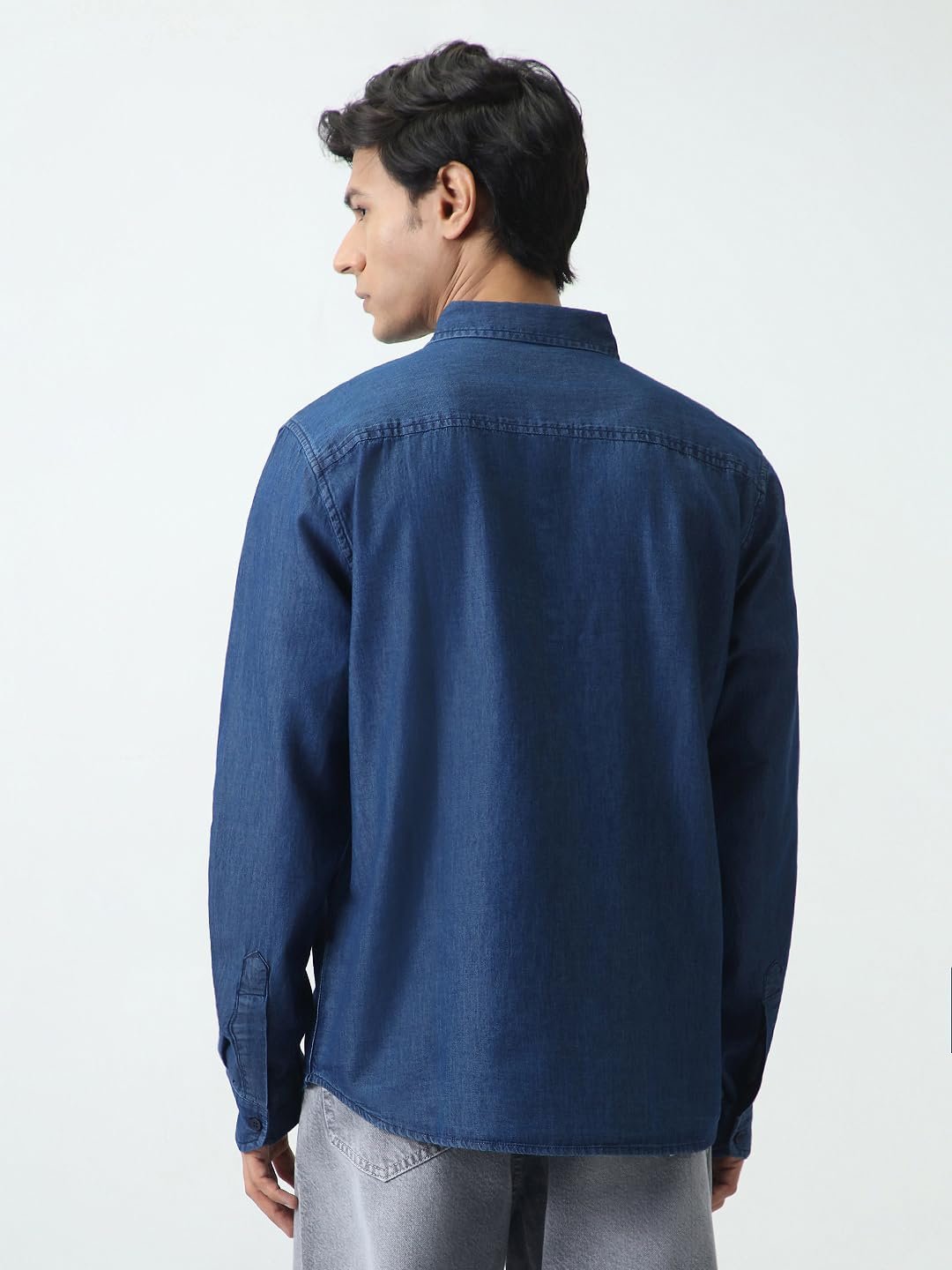 Urbano Fashion Men's Regular Fit Full Sleeve Solid Denim Shirt - Image 4