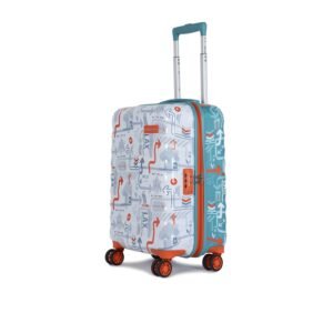 uppercase Jfk Duo (Small) 56Cms, Hardsided Cabin Trolley Bag For Travel Eco Polycarbonate Luggage, Combination Lock 8 Wheel Spinner Suitcase For Unisex, 2000 Days Warranty, Dual Tone (White Teal Blue)