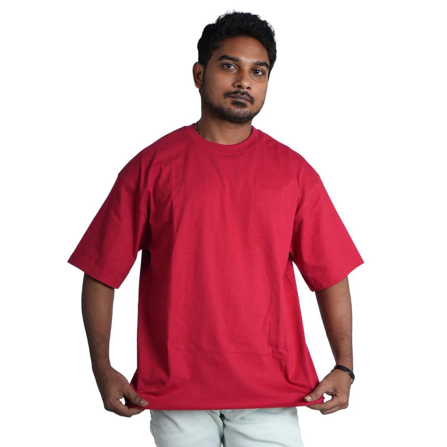 Angel Graphic (5) Streetwear 2025 Pure Cotton Round Neck Oversized Tshirt Drop Shoulder Back Printed|Mens XS - Image 2