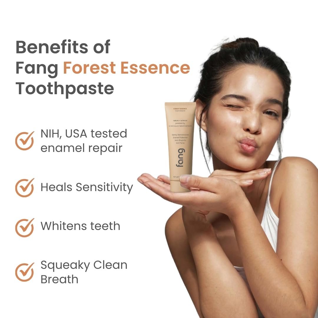 Fang Forest Essence Natural Toothpaste|Fluoride Free Hydroxyapatite|Teeth Whitening|Heals Sensitive Teeth|Fights Cavities,Gum Diseases & Bad Breath|Sls & Chemical Free|Organic, Vegan,1 Count - Image 3
