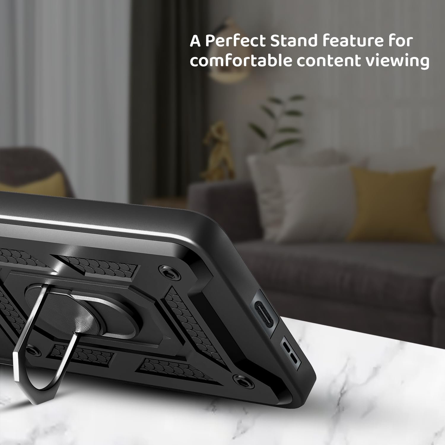 PC,TPU Tough Armor Bumper Back Cover Case For iQOO Z10X 5G/Vivo T4X 5G|Sliding Camera Cover,Kickstand & Ring Holder 360 Degree Protection Back Cover For iQOO Z10X 5G/Vivo T4X 5G - Image 5