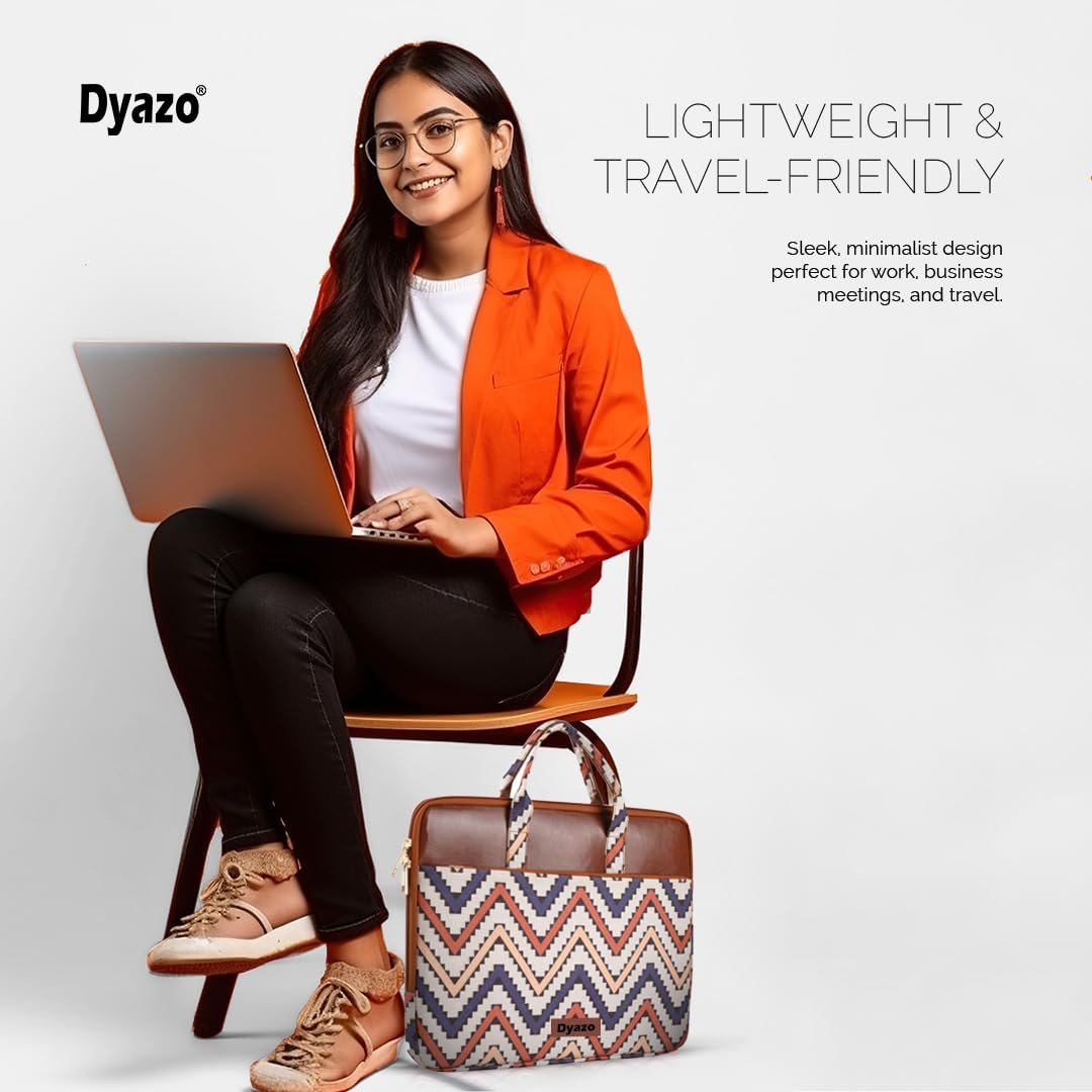 Dyazo Laptop Sleeve Bag 15 to 15.6 Inch for Woman | Jute & Vegan Leather Handcrafted Slim Case with Zipper | Stylish & Durable Office Laptop Bag for Work, College and Travel - Image 6