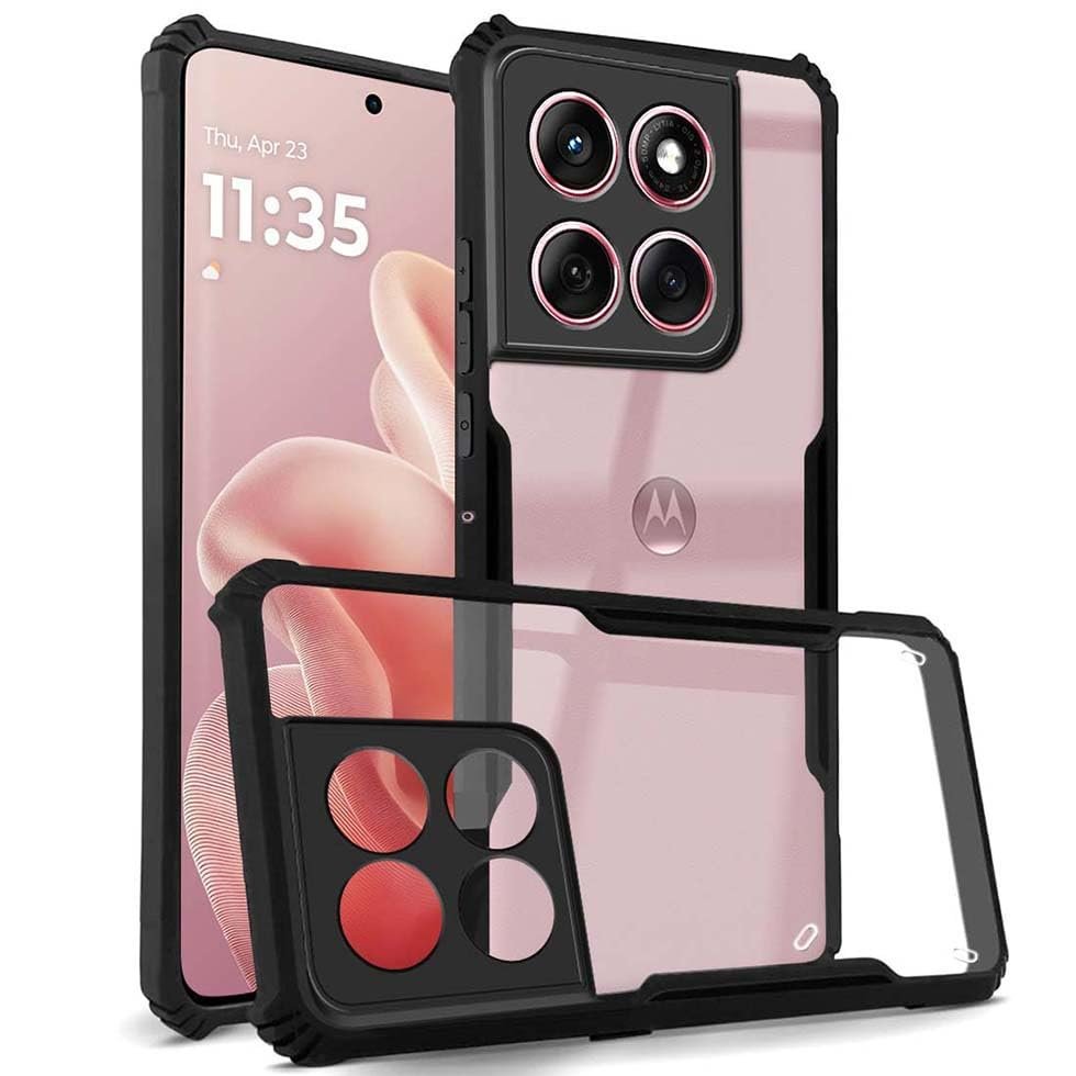 Fashionury Shockproof Crystal Clear Back Cover Case for Motorola Edge 60 Fusion 5G | 360 Degree Protection | Protective Design | Transparent Back Cover Motorola Edge 60 Fusion 5G (Black Bumper) - Image 9