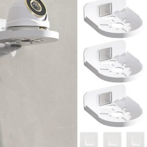 3 PCS CCTV Camera Stand, CCTV Camera Stand Wall Mount L-Type Mounting Bracket Heavy Duty, Wall Mount Rack for Security Camera White Acrylic Wall Shelf Wall Holder,for Indoor & Outdoor Purposes