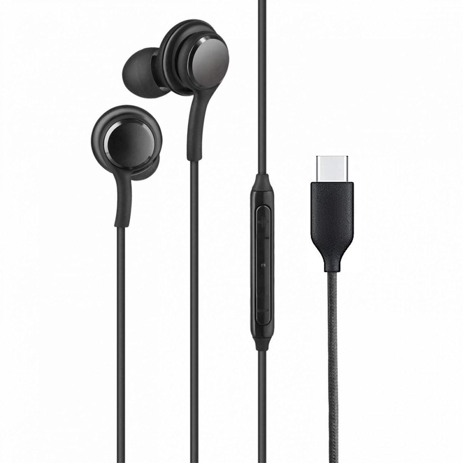 Type-C Earphones for OPP-O A5 Pro, F31/Pro/Pro Plus, K13 5G/Turbo 5G/Turbo Pro, Pad SE, Pad SE LTE, Reno14, Reno14 Pro Earphones Headphones (CAK4, Black)