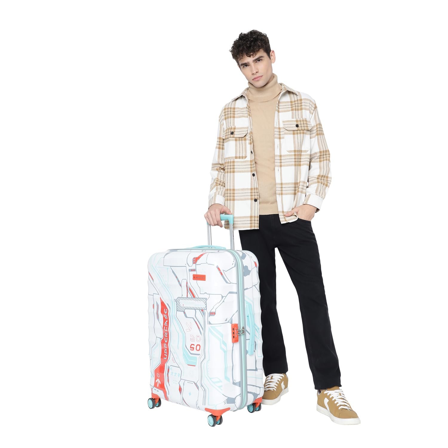 uppercase Cyber Punk Trolley Bag Set Of 3 (S+M+L) Hardsided Polycarbonate Printed Cabin & Check-In Luggage, Suitcase, Unisex, 2000 Days Warranty (White, 31 X 53 X 75.5 Cm, Spinner) - Image 6