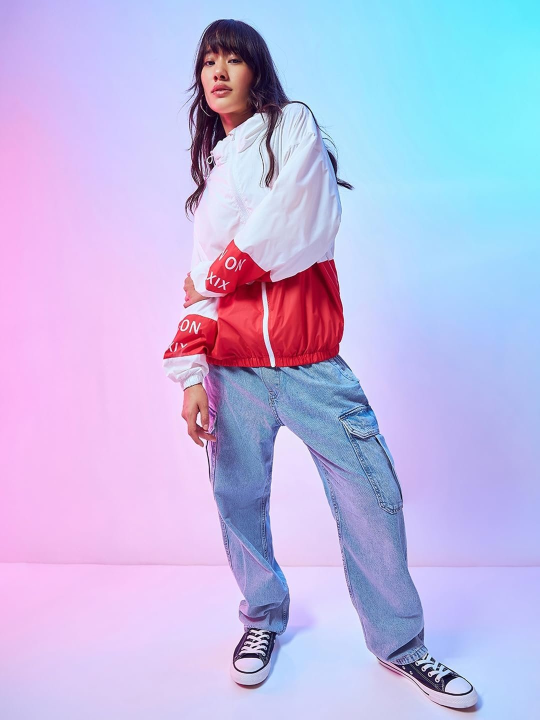 Bewakoof Women's Nylon Super Loose Fit Hooded Windcheater Jacket | Bewakoof Air 1.0 | Jacket for Women Winter Wear - Image 4