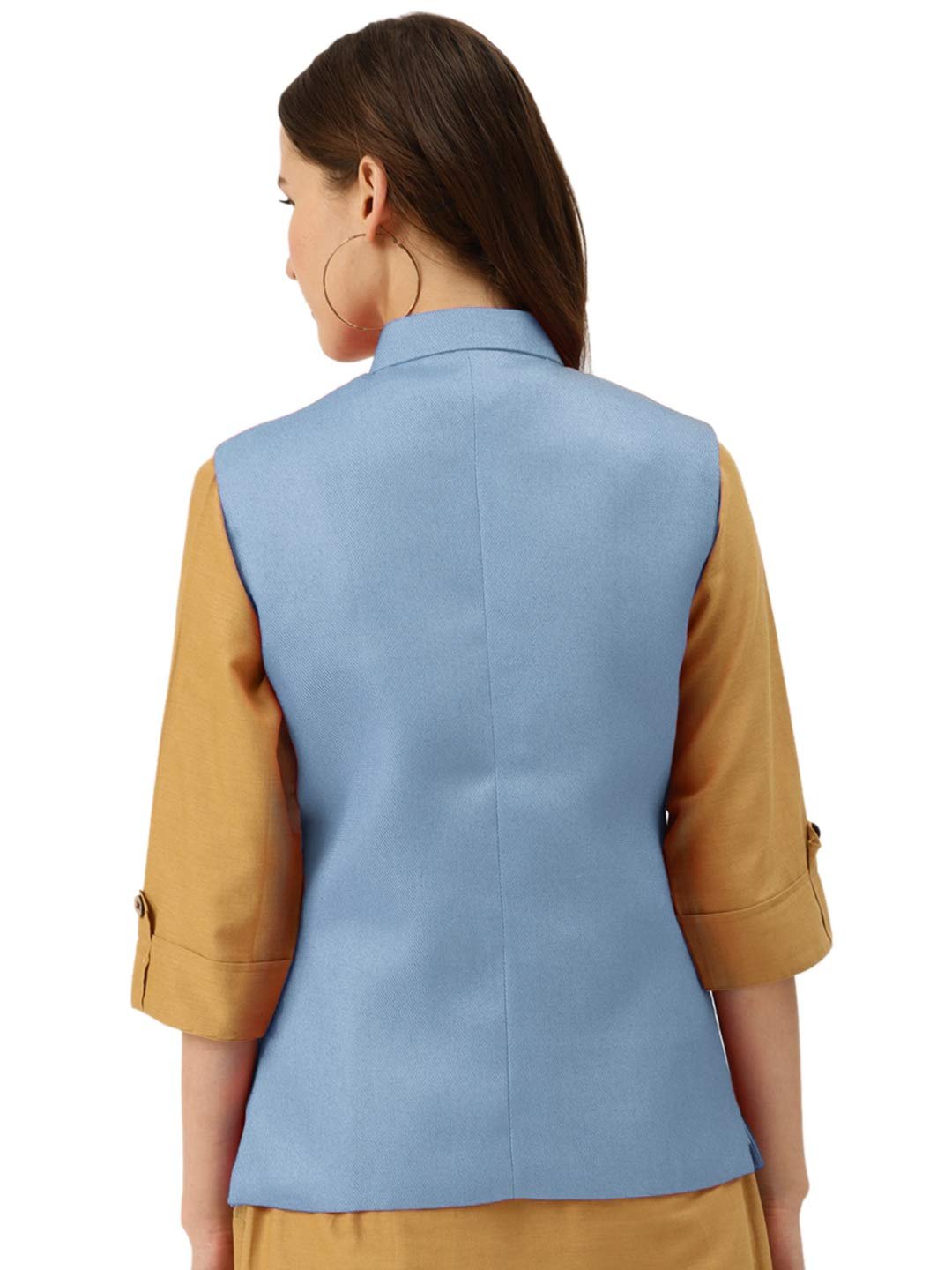 Vastraa Fusion Women's Solid Nehru Jacket (Black) - Image 3