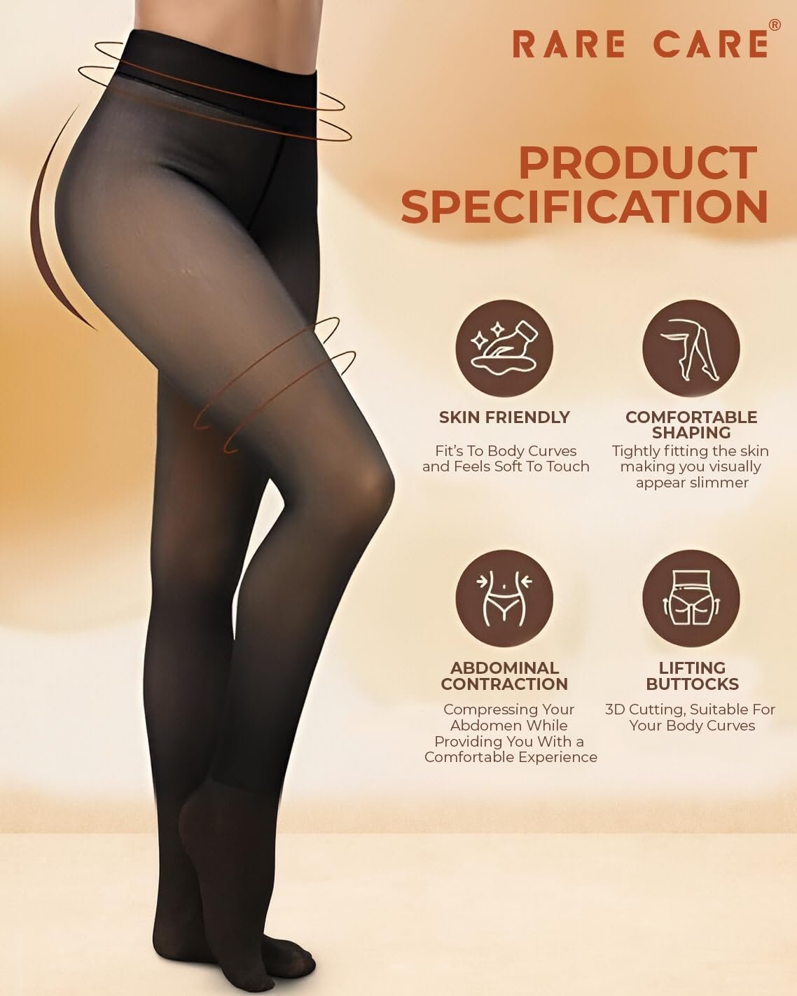 winter wear for women stylish| Stockings for Girls | Thermal Dual Tone Fleece | Thermal Wear for Women Set | Waist Size : 26 to 34 | Stretchable | Upto 0 DEGRE Celsius | 1 Year Warranty | Black - Image 6