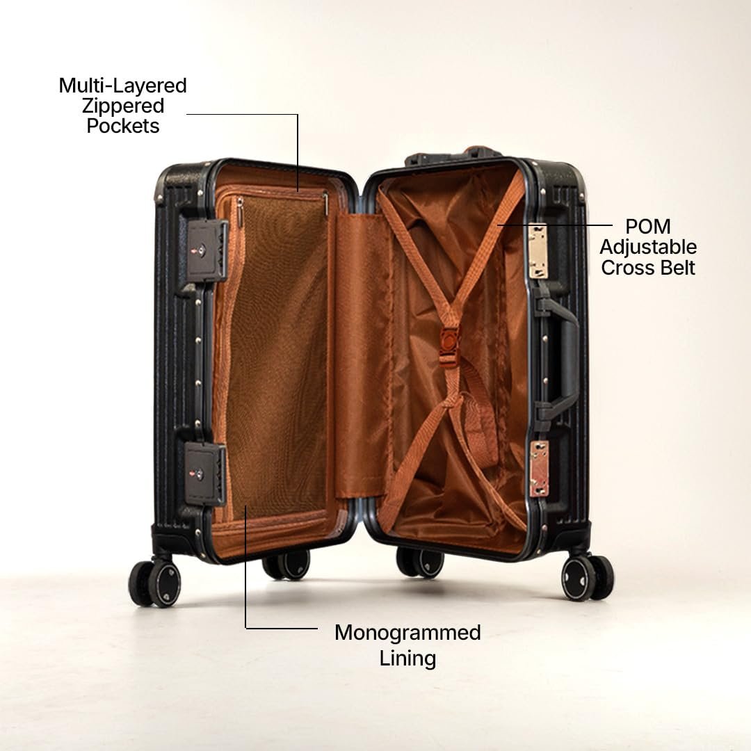 Vertica Hard PC Trolley Luggage, Cabin Size, 100% Polycarbonate, Lightweight and Durable, Silent Wheels, Anti-Theft with Aluminium Frame, and 2 TSA Locks, 20-Inch, Midnight Noir - Image 8