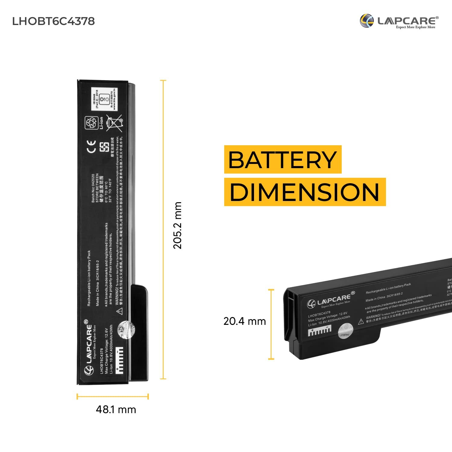 Lapcare BIS Certified Compatible Laptop Battery for HP EliteBook 8460P 8470P 8570P 8560P ProBook 6470B 6360B 6460B 6465B 6560B 6565B-(Black) - Image 2