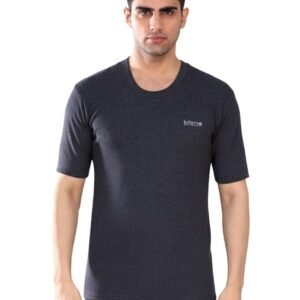 Lux Inferno Men’s Round Neck Thermal Vest | Half Sleeve Winter Innerwear Soft & Warm Cotton Fabric Charcoal